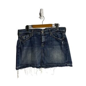 7 For All Mankind Women's Mini Raw Hem Denim Skirt